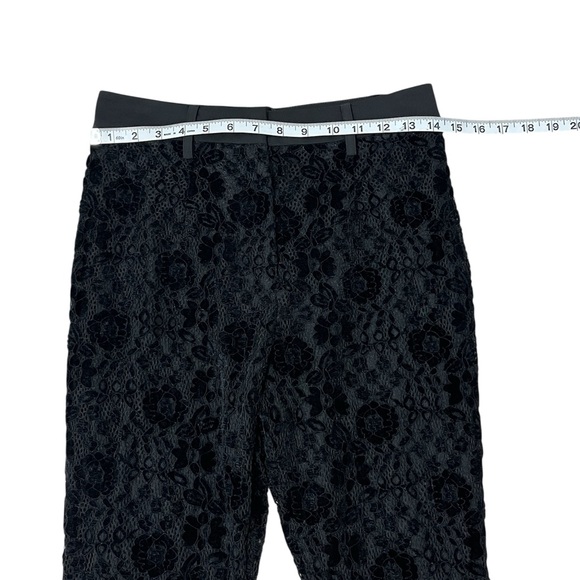 Avec Les Filles Black Lace Two Piece Suit Set Luxe Chic Vest Flared Pants Small - Picture 6 of 11